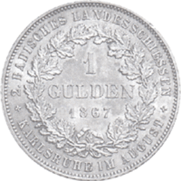 Altdeutschland Baden Friedrich Gedenkgulden 1867