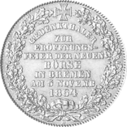 Altdeutschland Hansestadt Bremen Gedenktaler 1864