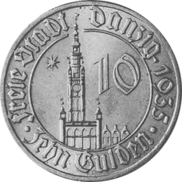 Freie Stadt Danzig 10 Gulden Rathaus 1935