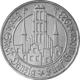 Freie Stadt Danzig 5 Gulden Marienkirche 1923-1927