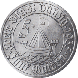 Freie Stadt Danzig 5 Gulden Kogge 1935