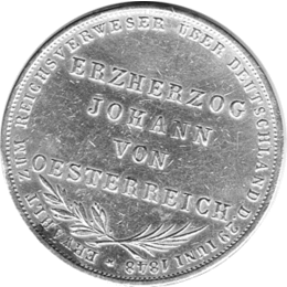 Freie Stadt Frankfurt Gedenkdoppelgulden 1848 Erzherzog Johann von Österreich