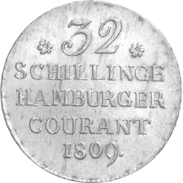 Altdeutschland Hamburg Silber 32 Schilling 1809