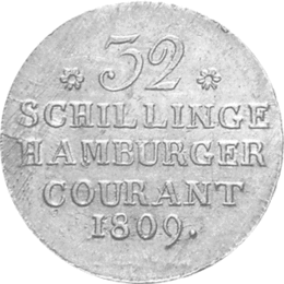 Altdeutschland Hamburg Silber 32 Schilling 1809