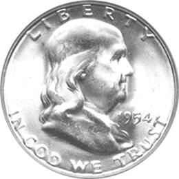 Halve Dollar 1948-1963 Franklin 1/2 Silber Dollar