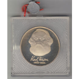 DDR 1983 20 Mark Gedenkmünze Karl Marx PP verplombt