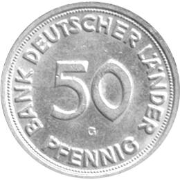 50 Pfennig Bank Deutscher Länder 1950 G