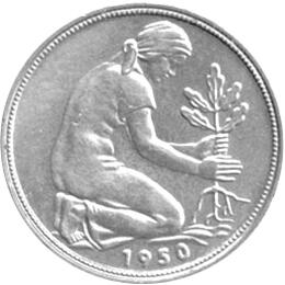 50 Pfennig Bank Deutscher Länder 1950 G
