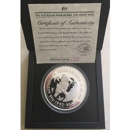 Kookaburra 10 Unzen PP Silbermünze Proof Perth Mint 1992