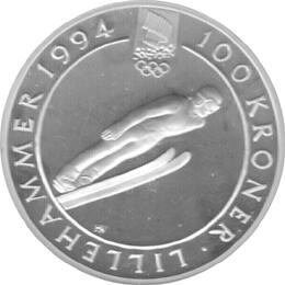 Norwegen 100 Kronen Silber Lillehammer 1994