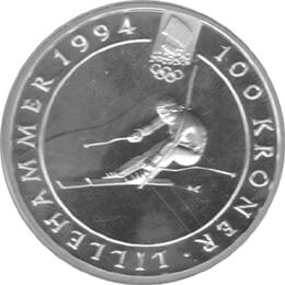 Norwegen 100 Kronen Silber Lillehammer 1994