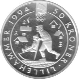 Norwegen 50 Kronen Silber Lillehammer 1994