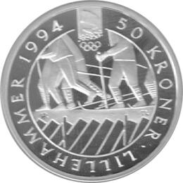 Norwegen 50 Kronen Silber Lillehammer 1994
