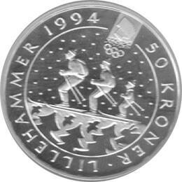 Norwegen 50 Kronen Silber Lillehammer 1994