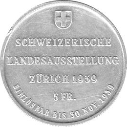 Schweiz 5 Franken Feldarbeit 1939