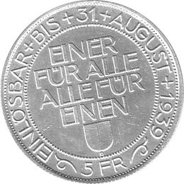 Schweiz 5 Franken Schützenfest Luzern 1939