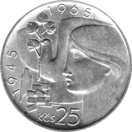 25 Korun, Tschechoslowakei, 1965, 20 Jahre Befreiung