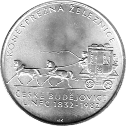 100 Korun, Tschechoslowakei, 1982,  Pferdebahn von Budweis nach Linz