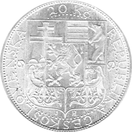 20 Korun, Tschechoslowakei, 1937,  Masaryk
