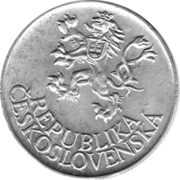 25 Korun, Tschechoslowakei, 1955, Mutter und Kind mit Soldat