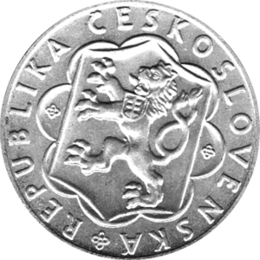 25 Korun, Tschechoslowakei, 1954, Partisan vor Industrieanlage