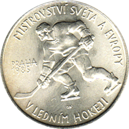 100 Korun, Tschechoslowakei, 1985, Eishockey Weltmeisterschaft 
