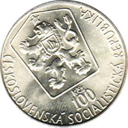 100 Korun, Tschechoslowakei, 1985, Eishockey Weltmeisterschaft 
