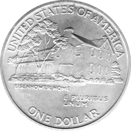 1 Dollar USA, Silbermünze 1990, Geburtstag Dwight D. Eisenhower
