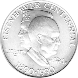 1 Dollar USA, Silbermünze 1990, Geburtstag Dwight D. Eisenhower