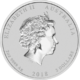 Lunar II Silbermünze Australien Hund 2 Unzen 2018 Perth Mint