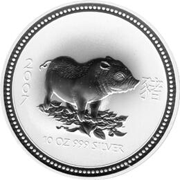 Lunar I Silbermünze Australien Schwein 10 Unzen 2007 Perth Mint