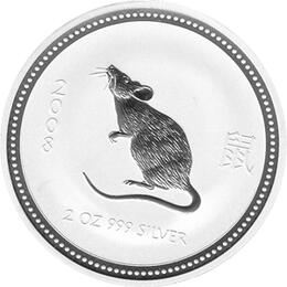 Lunar I Silbermünze Australien Maus 2 Unzen 2008 Perth Mint