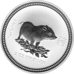 Lunar I Silbermünze Australien Schwein 2 Unzen 2007 Perth Mint