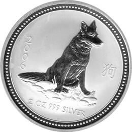 Lunar I Silbermünze Australien Hund 2 Unzen 2006 Perth Mint