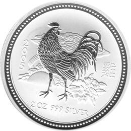 Lunar I Silbermünze Australien Hahn 2 Unzen 2005 Perth Mint