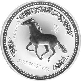 Lunar I Silbermünze Australien Pferd 2 Unzen 2002 Perth Mint