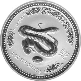Lunar I Silbermünze Australien Schlange 2 Unzen 2001 Perth Mint