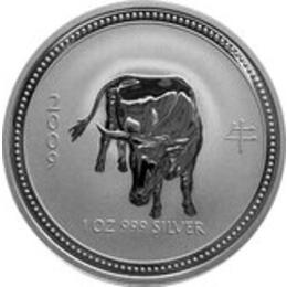 Lunar I Silbermünze Australien Ochse 2 Unzen 2009 Perth Mint