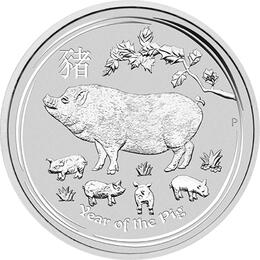 Lunar II Silbermünze Australien Schwein 2 Unzen 2019 Perth Mint