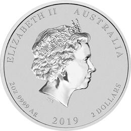 Lunar II Silbermünze Australien Schwein 2 Unzen 2019 Perth Mint