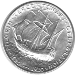 Halve Dollar 1920 Pilgrim Fathers Mayflower 1/2 Silber Dollar