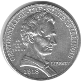 Halve Dollar 1918 Lincoln Illinois 1/2 Silber Dollar