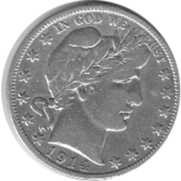 Halve Dollar 1914 Barber 1/2 Silber Dollar