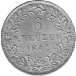 Altdeutschland Württemberg 6 Kreuzer Wilhelm 1845