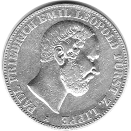 Altdeutschland Taler 1860 Lippe Grafschaft Paul Friedrich Emil Leopold
