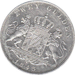 Bayern Ludwig I Zwei Gulden 1845