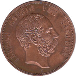 Kaiserreich 5 Mark 1889 Sachsen Albert Zur 800 Jahrfeier des Hauses Wettin in Kupfer 