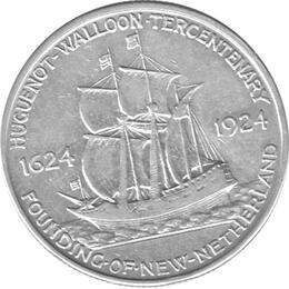 Halve Dollar 1924 Huguenot Walloon 1/2 Silber Dollar