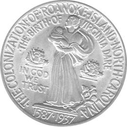 Halve Dollar 1937 Roanoke Island Silber Dollar