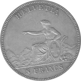 Schweiz 5 Franken 1863 La Chaux de Fonds Schützentaler 